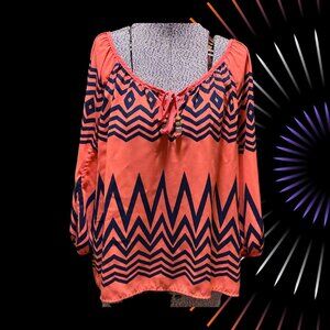 Orange & Navy Blue Blouse
